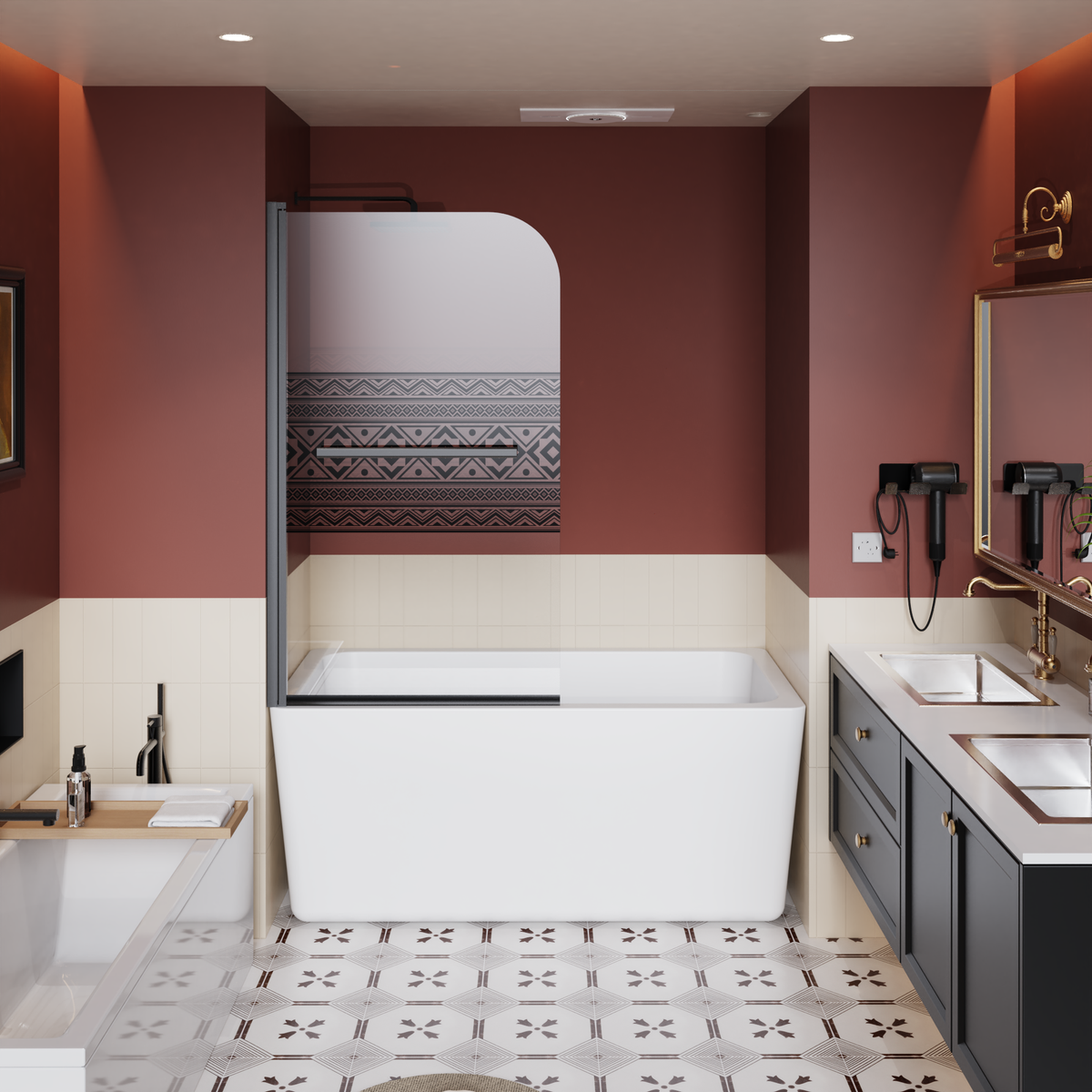 32" W x 55" H Shower Door with Bohemian Pattern
