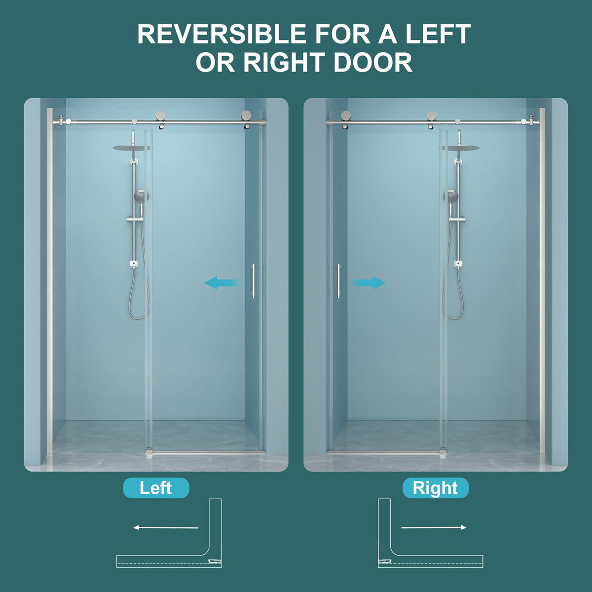 Brushed Sliding Bypass Shower Door 48" W x 76" H