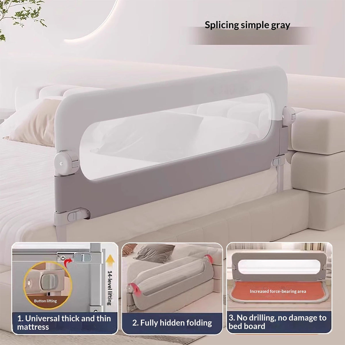 Adjustable Baby Bed Rail Safety Guard Foldable Bedside Barrier