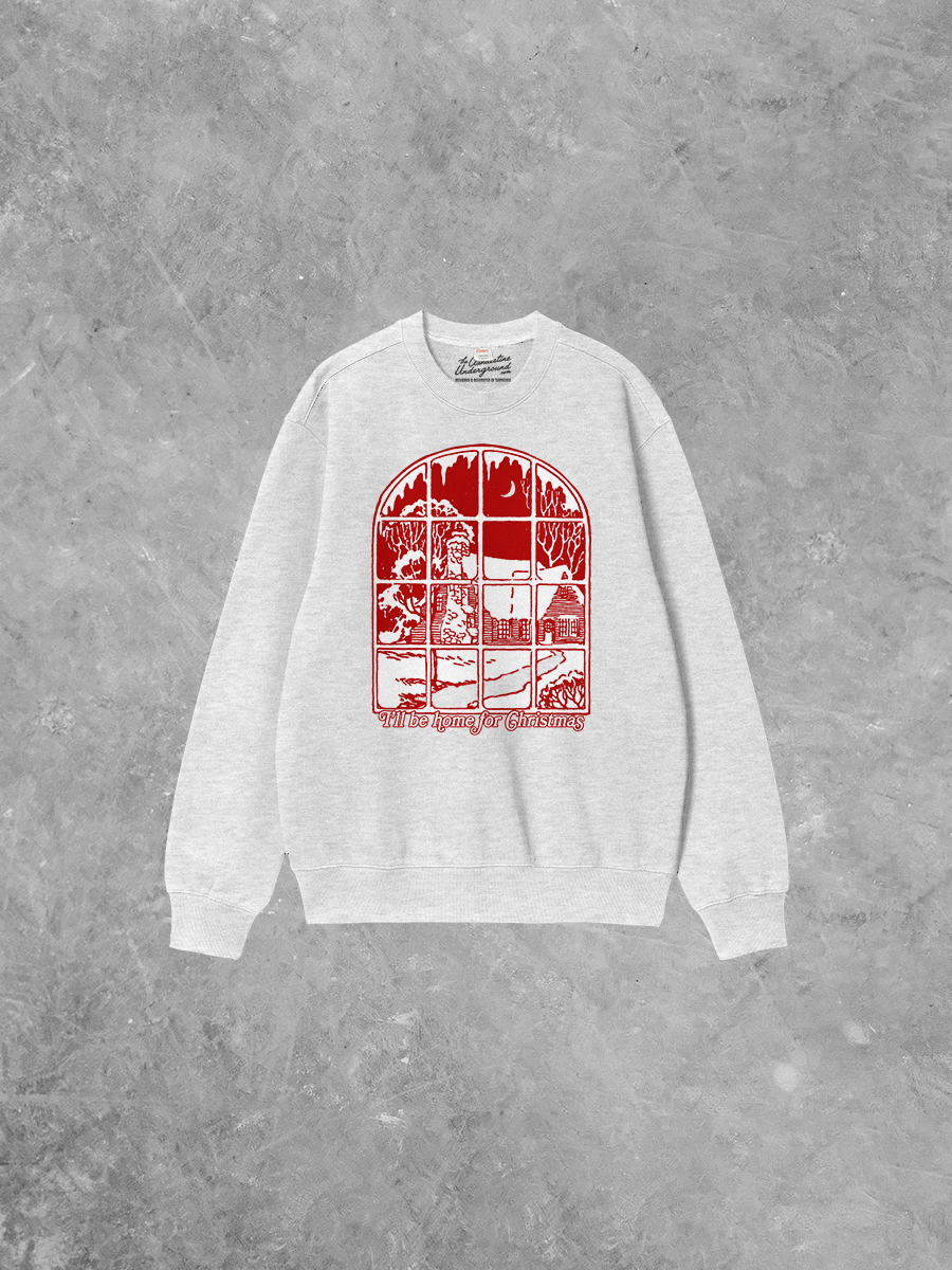 Underground Original Design: Home For Christmas, Puff Boxy Cotton Sweatshirt