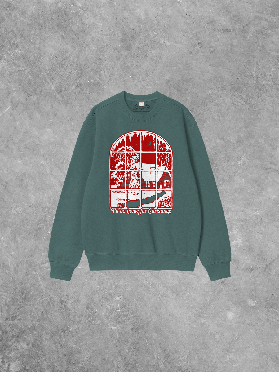Underground Original Design: Home For Christmas, Puff Boxy Cotton Sweatshirt