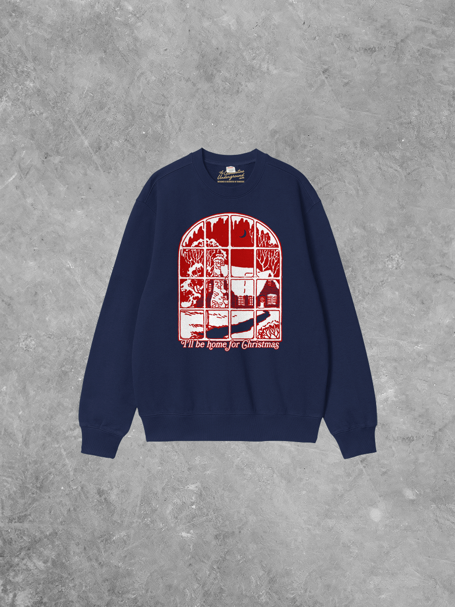 Underground Original Design: Home For Christmas, Puff Boxy Cotton Sweatshirt