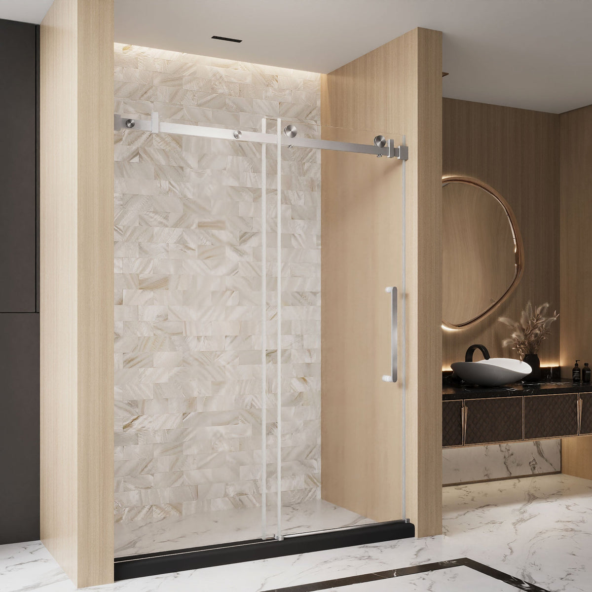 Frameless Single Sliding Shower Door - 48"W x 76"H