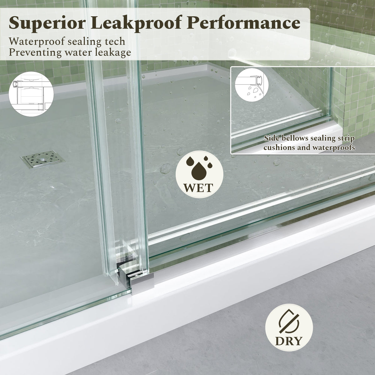Frameless Sliding Tub Shower Door Enclosure