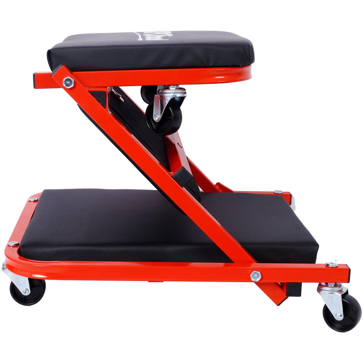 Red Z Creeper Mechanic Seat with Steel Frame and 6 Wheels - 2 in 1