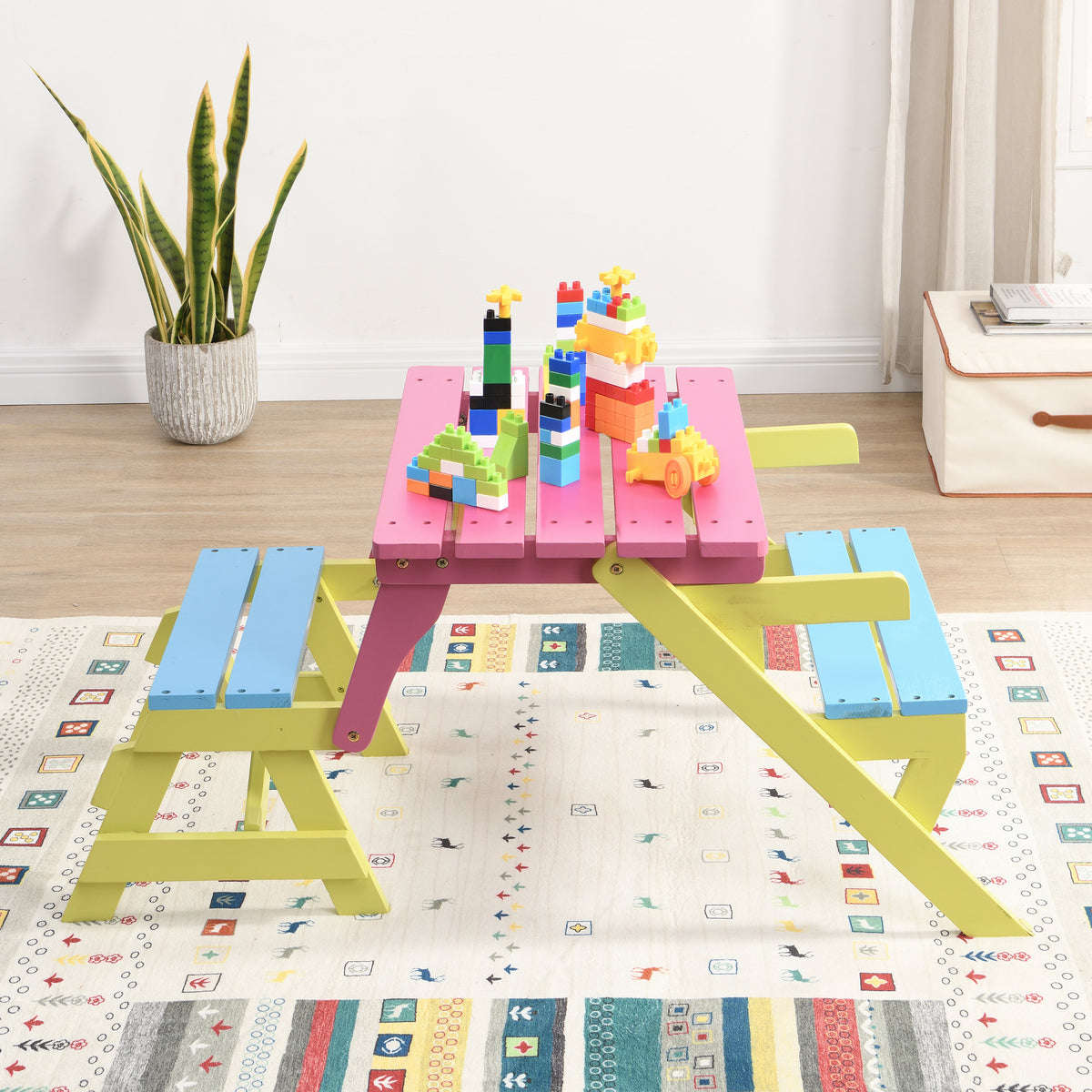 Kid's Multi-Functional Arm Chair, Table + 2 Benches (All-in-one)