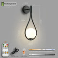 Modern black battery wall sconces with remote control for bedroom