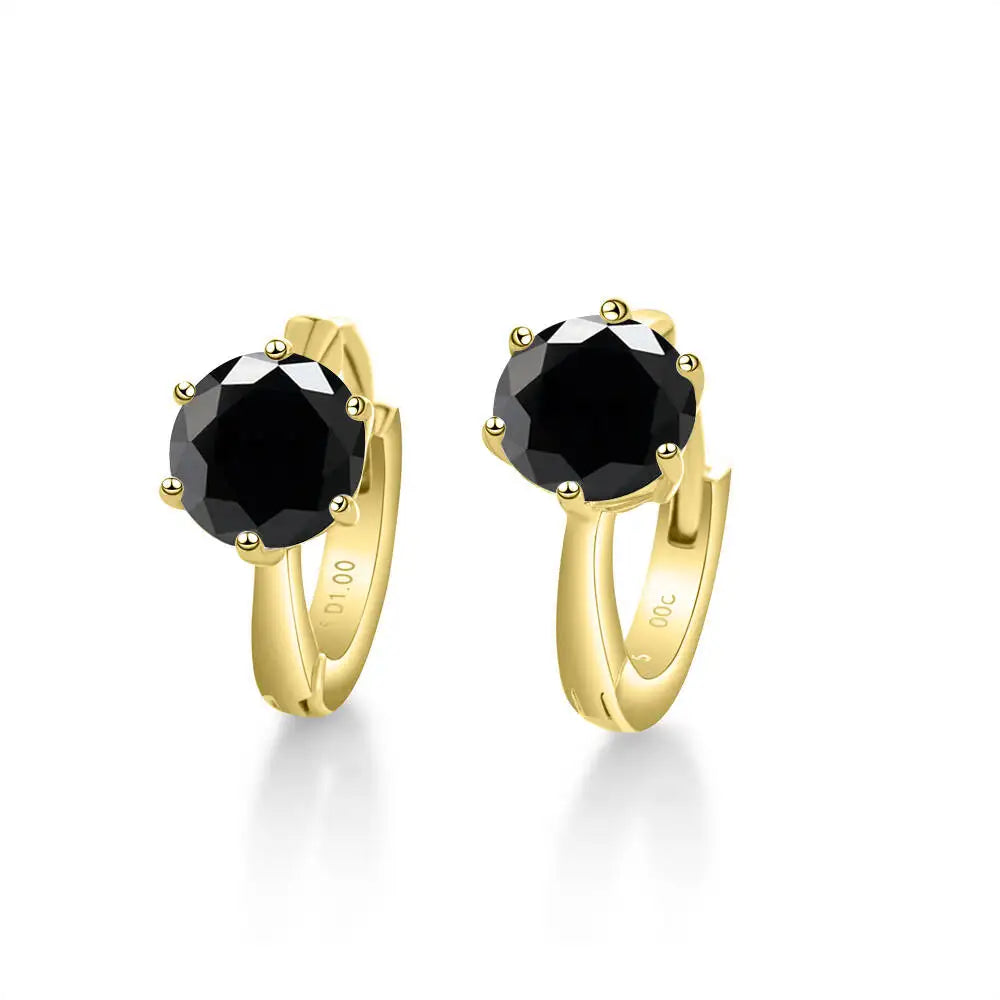 Colorful Solitaire Moissanite Hoop Earrings in Sterling Silver