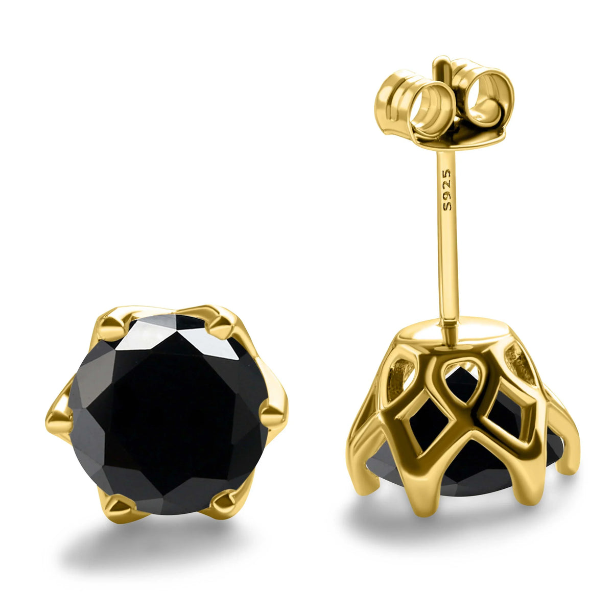 Colored Moissanite Stud Earrings with Openwork Settings