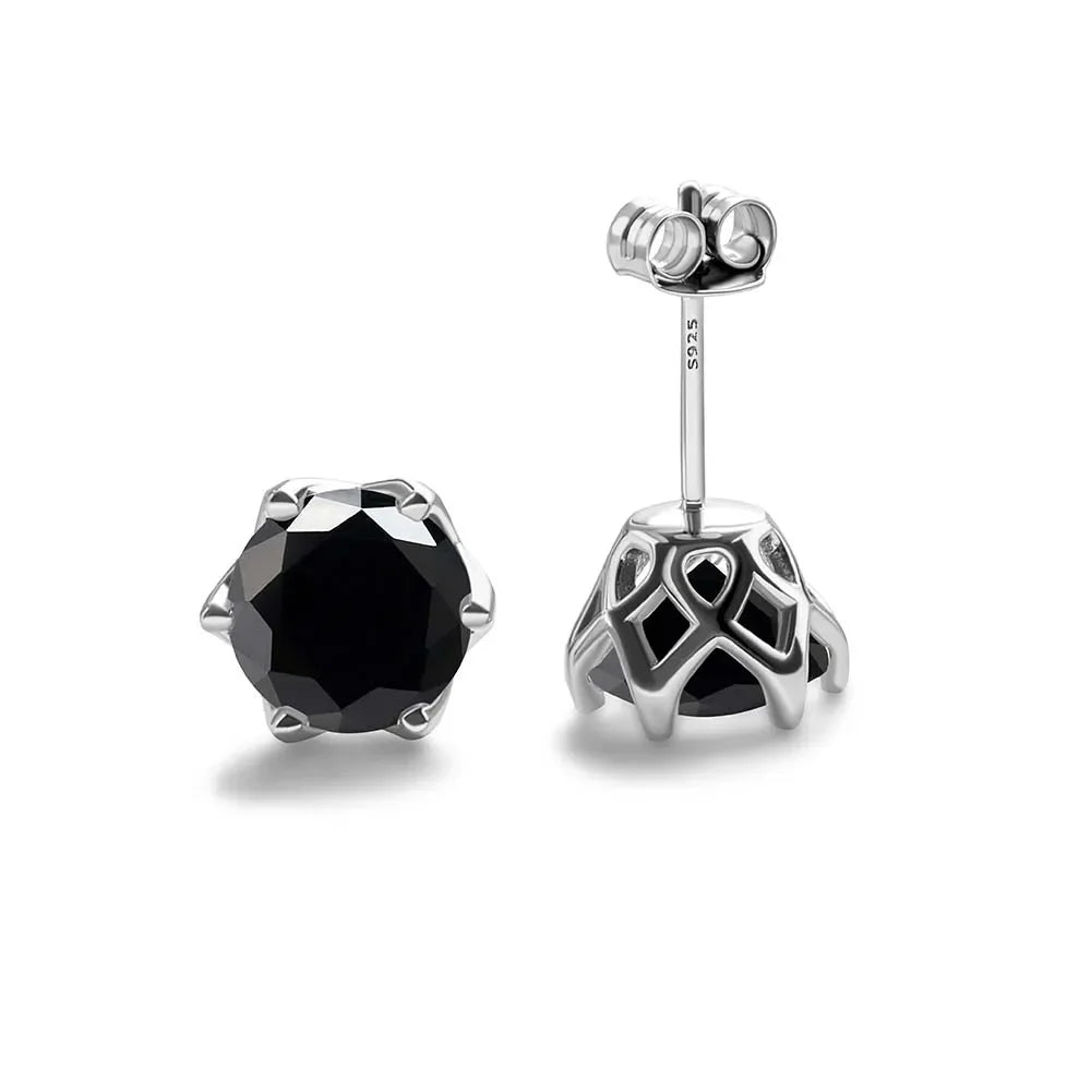 Colored Crown-Basket Moissanite Stud Earrings in Sterling Silver