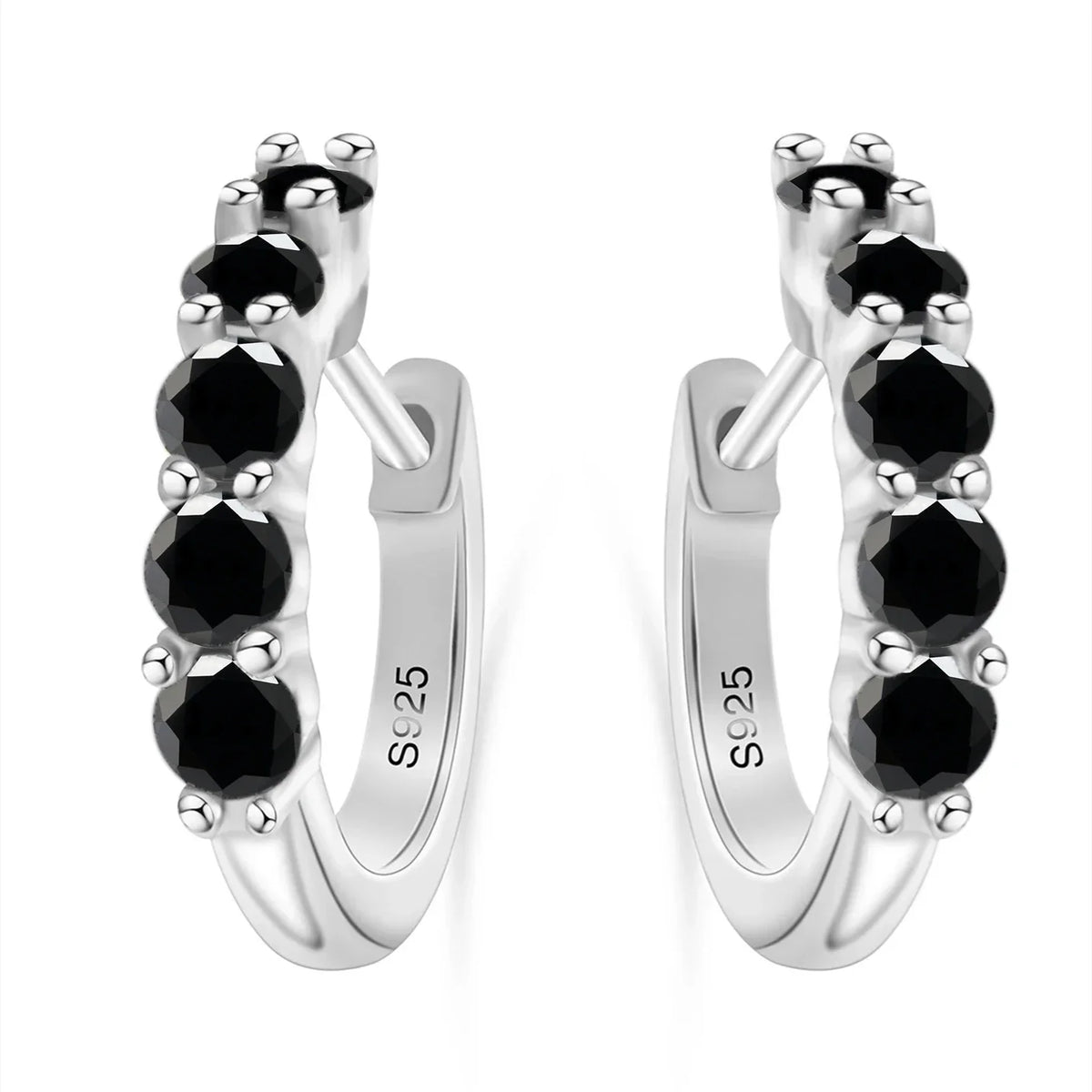 Colorful Five-Stone Moissanite Hoop Earrings in Sterling Silver
