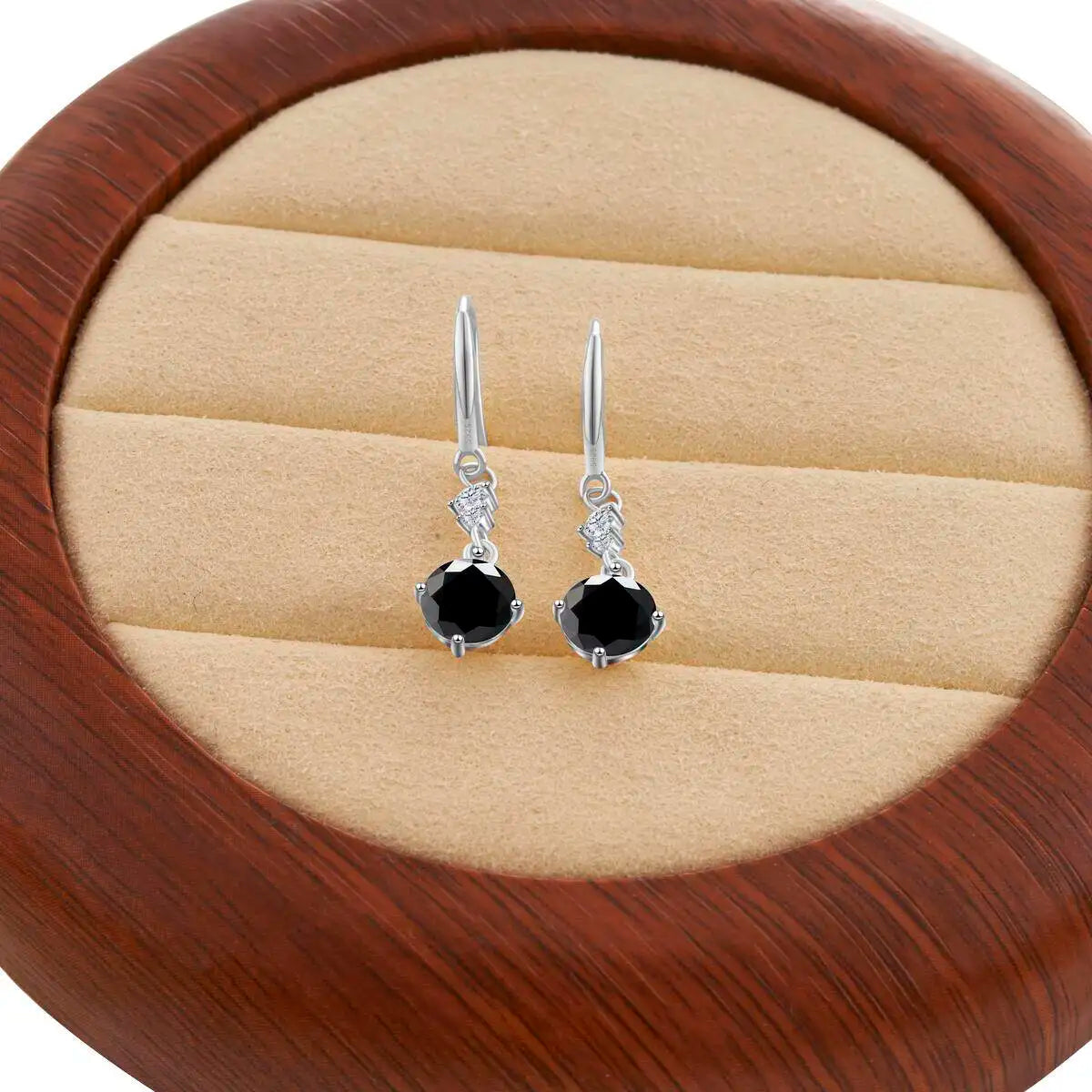 Colorful Moissanite Hook Drop Earrings in Sterling Silver