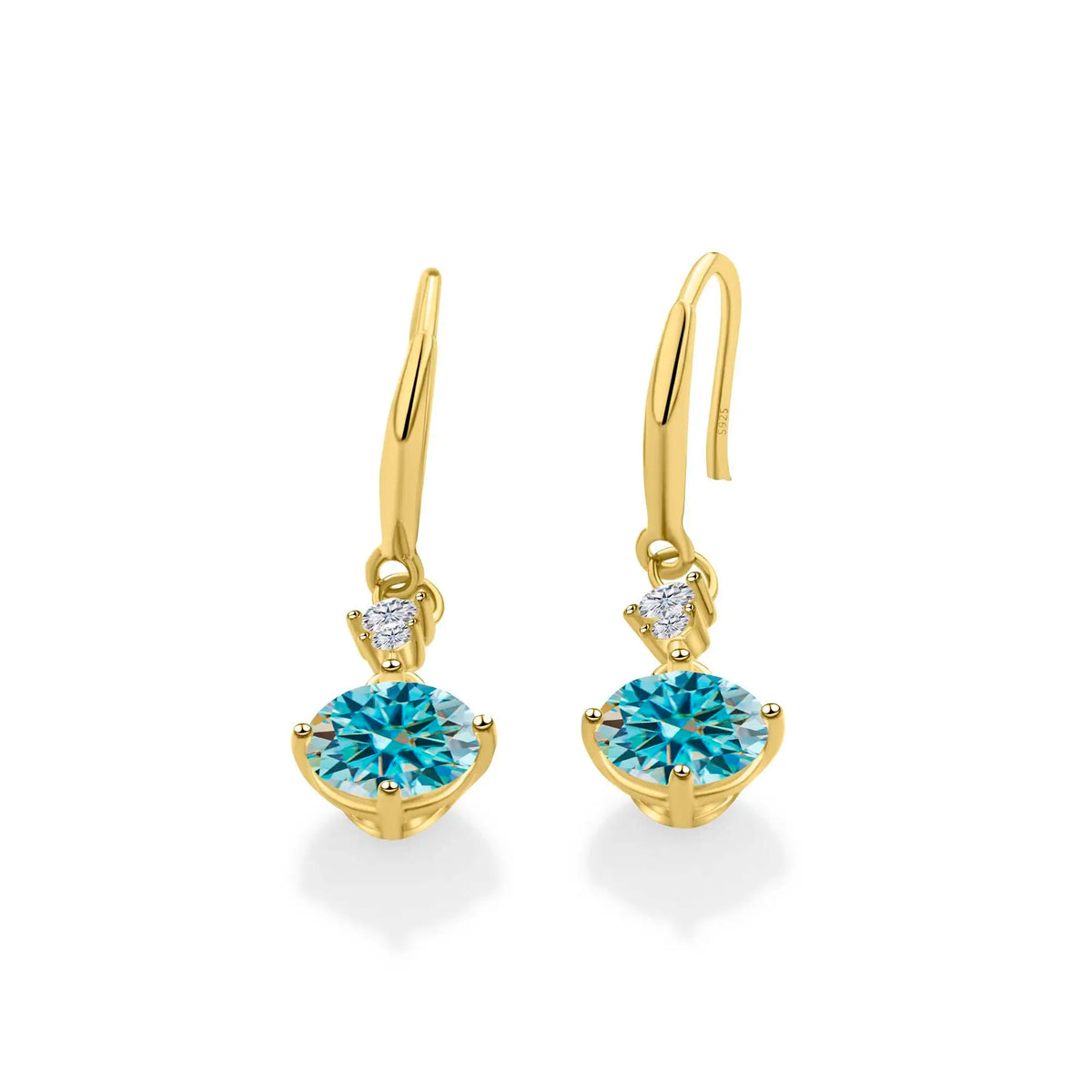 Colorful Moissanite Hook Drop Earrings in Sterling Silver