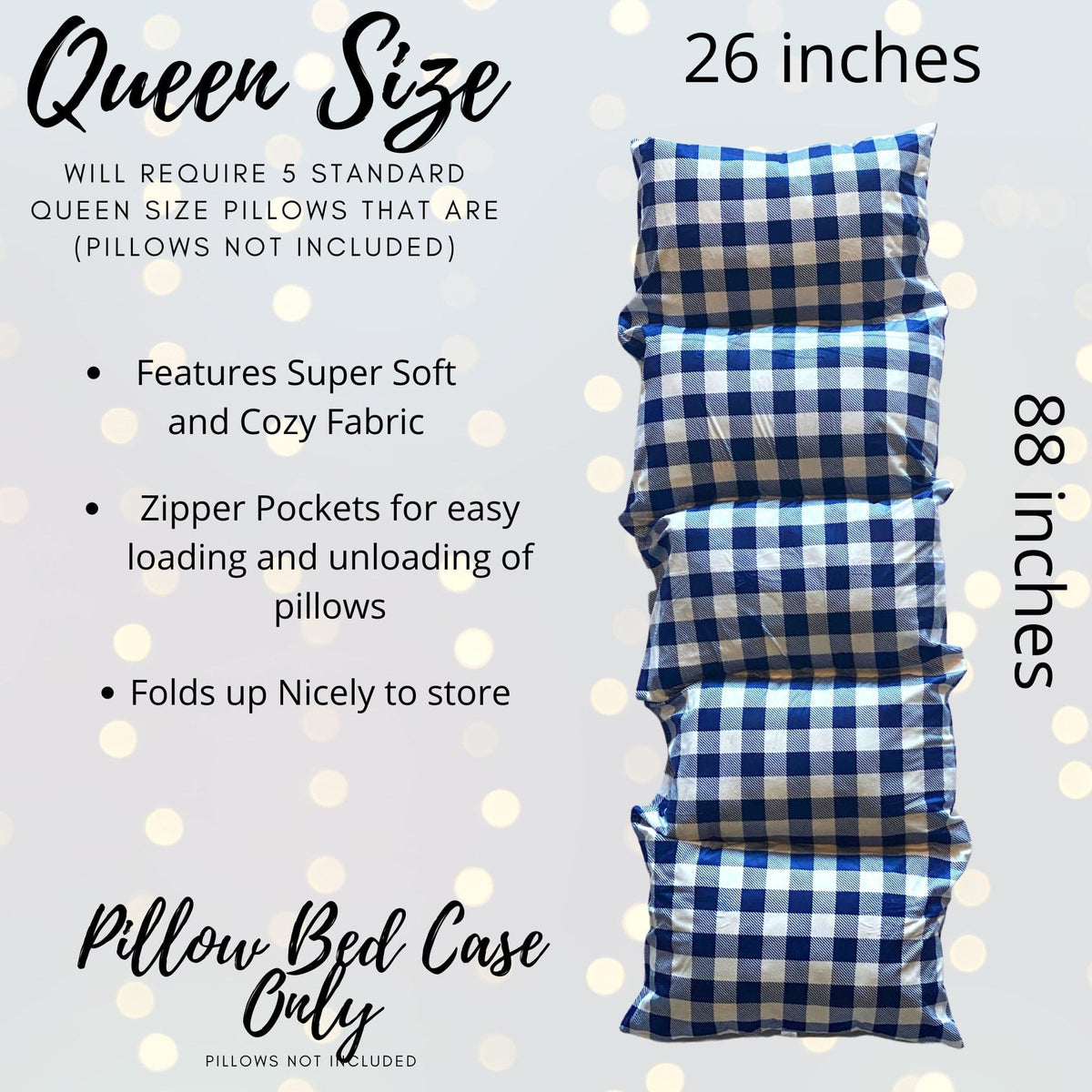Blue Plaid Kids Pillow Bed Floor Lounger