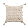 Boho beige white tufted tassel pillow covers bedroom decor