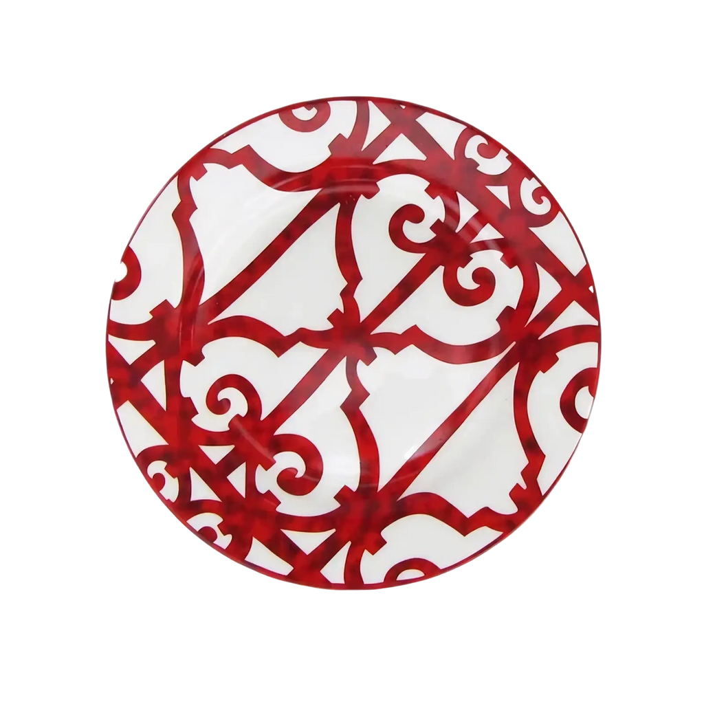 Bone China Red Scroll Dinnerware Set
