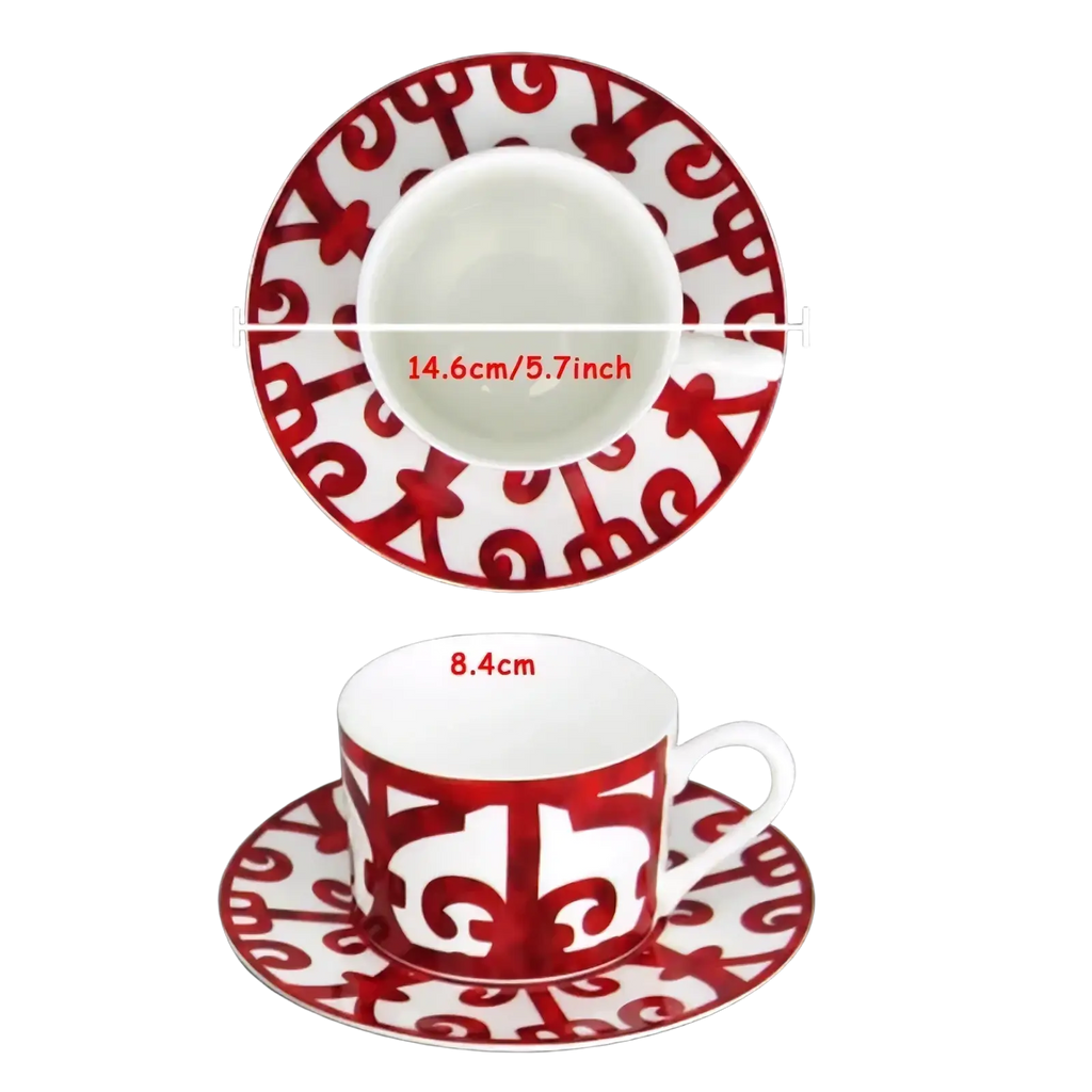 Bone China Red Scroll Dinnerware Set