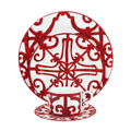 Bone China Red Scroll Dinnerware Set