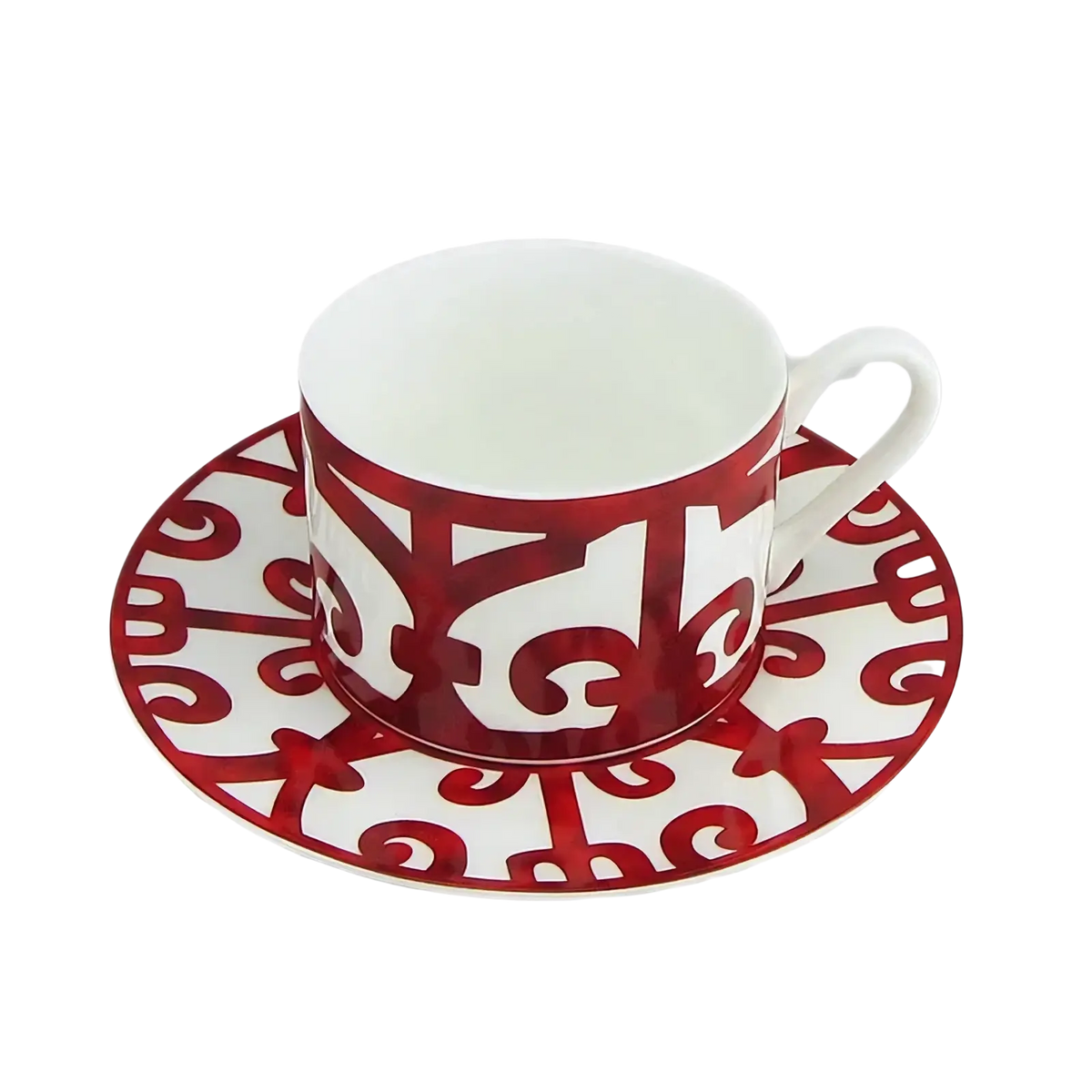 Bone China Red Scroll Dinnerware Set