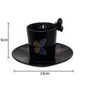 Butterfly pattern ceramic cup and saucer set cream & black dining room