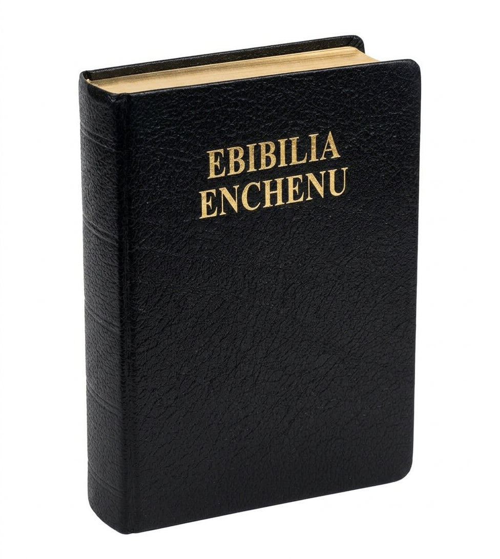 Leather-bound Ebibilia Enchenu Kisii Bible for Omogusii cultural heritage gifts to Kenyan Christian immigrants in the United States.