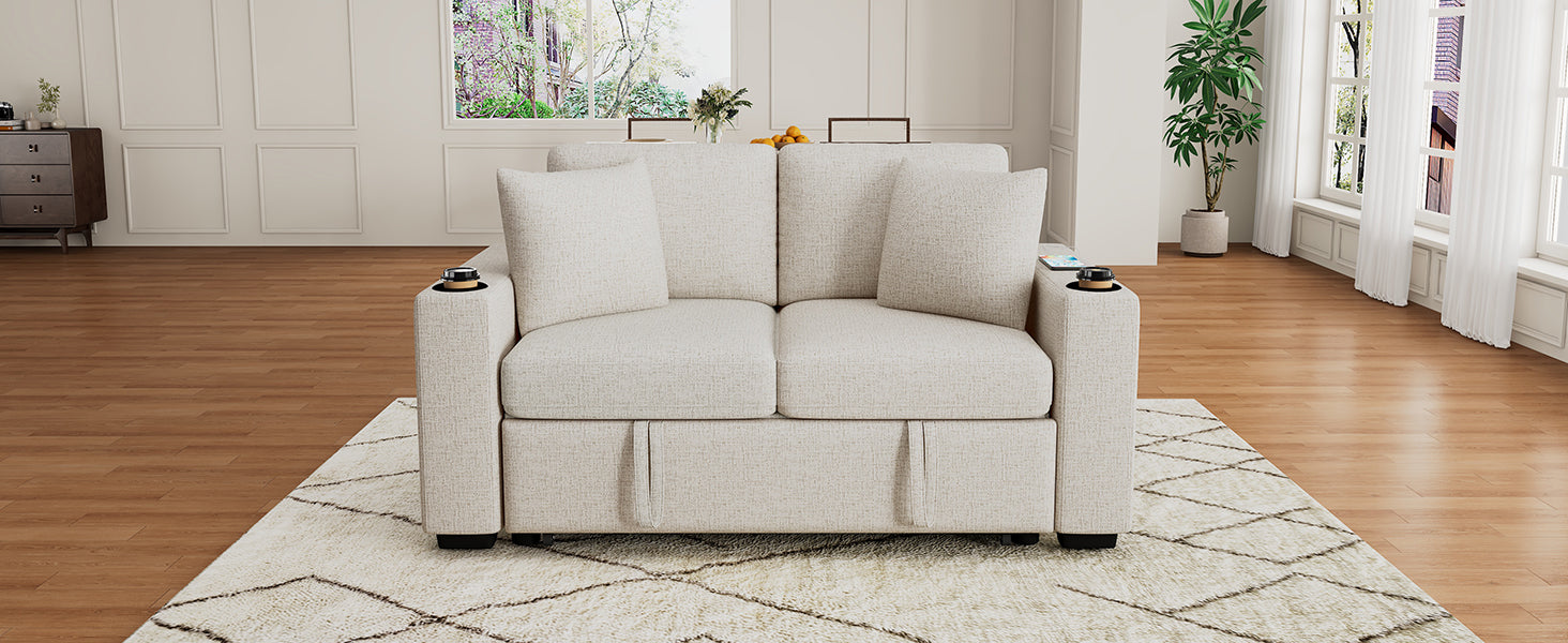 60.6" Modern Loveseat Sofa Pull-out Sofa Bed