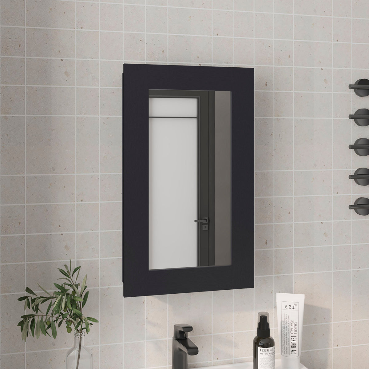 Medicine Cabinet 25.7" H, 1 Door, 3 Shelves, 1 Mirror
