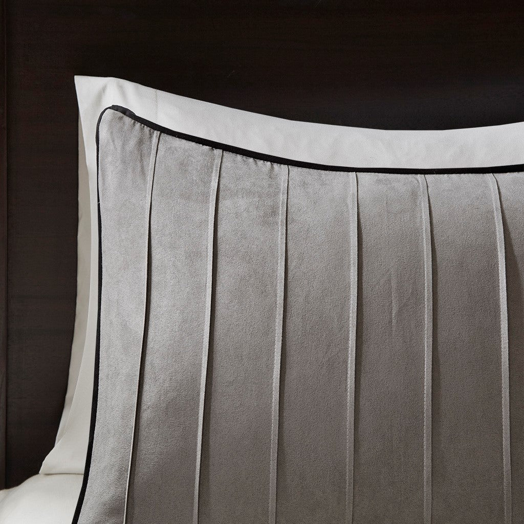 7 Piece Faux Suede Comforter Set Grey Cal King