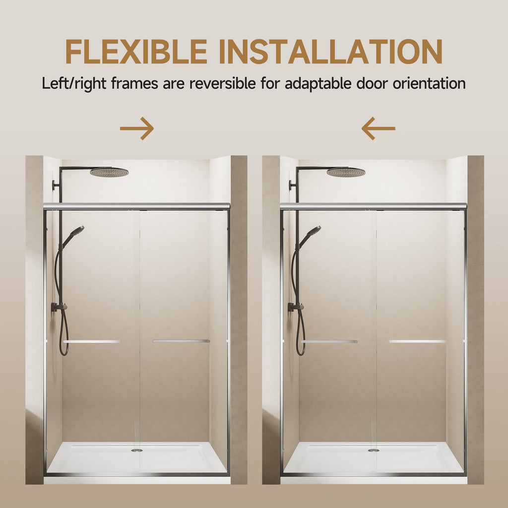 Adjustable Glass Shower Door 56"–60" W x 72" H