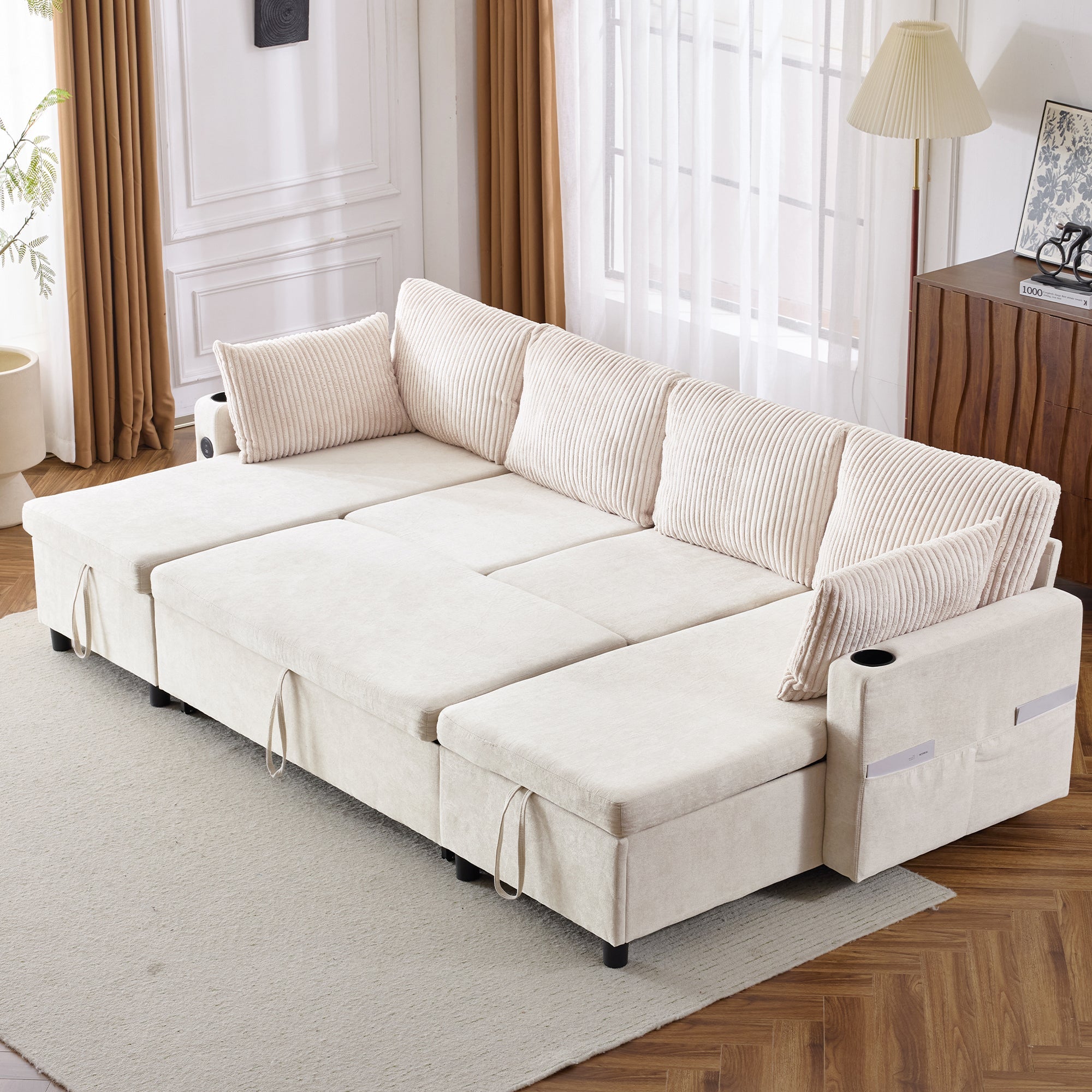 113.4" Sectional Sofa Pull-out Sofa Bed