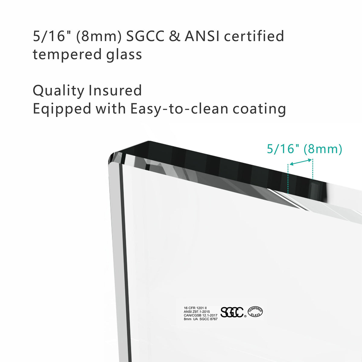 S-RM6076TB 56-60"W x 76"H Sliding Shower Door, 8mm Frameless Glass Shower Door with Matte