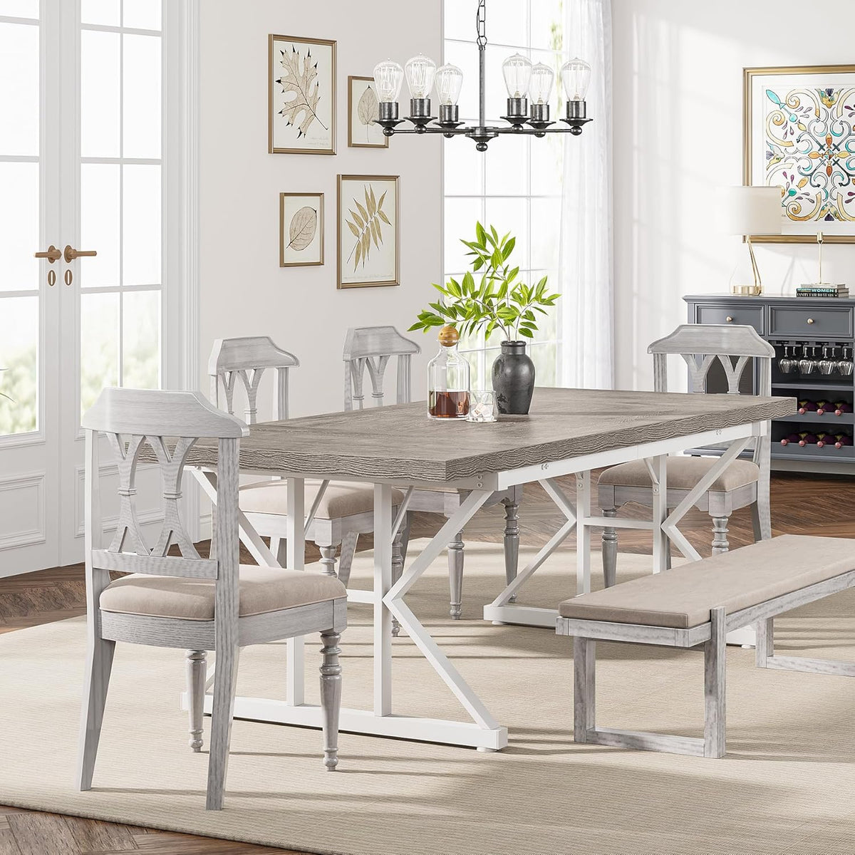 71" Farmhouse Dining Table for 6