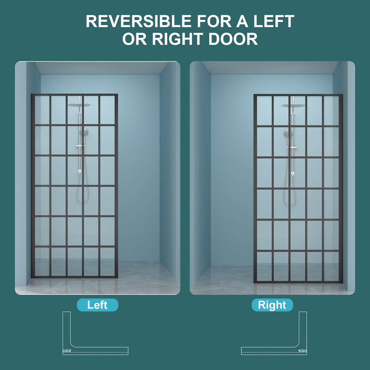 Frameless Fixed Shower Door 34" W x 72" H