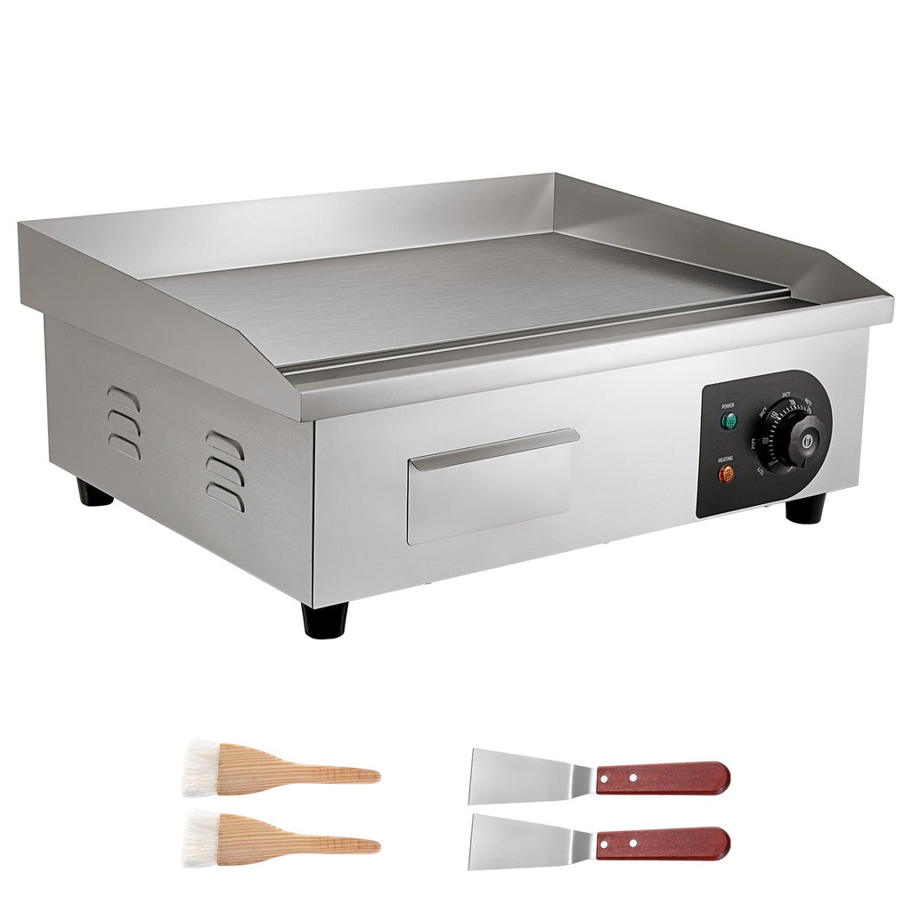Commercial Electric Griddle with Adjustable Temp Control - Stainless Steel