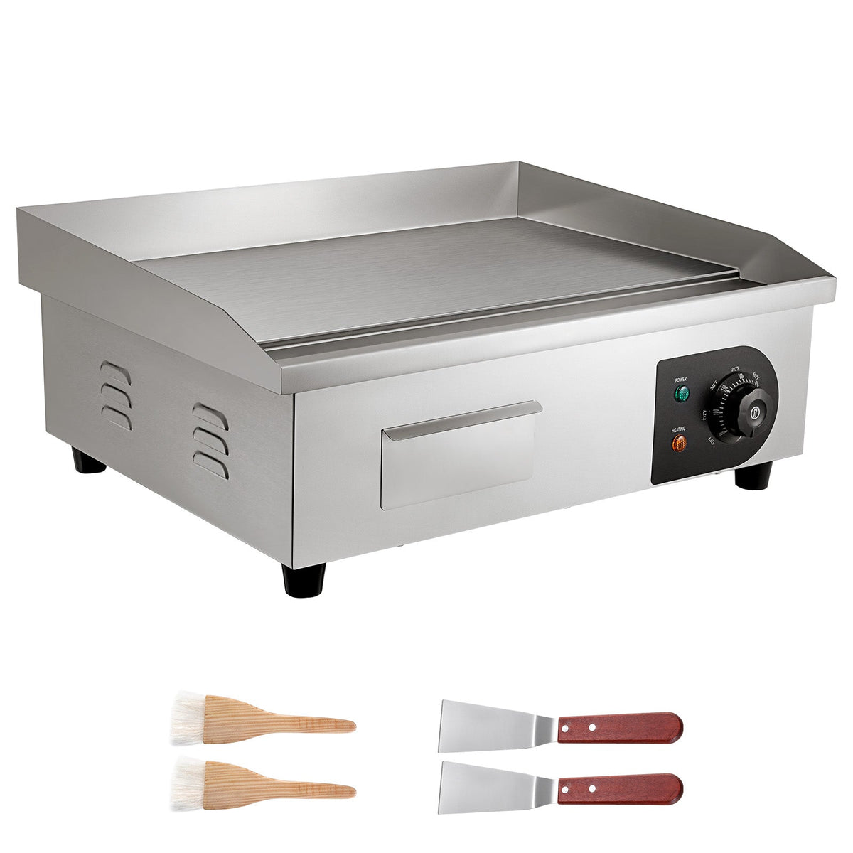 Commercial Electric Griddle with Adjustable Temp Control - Stainless Steel