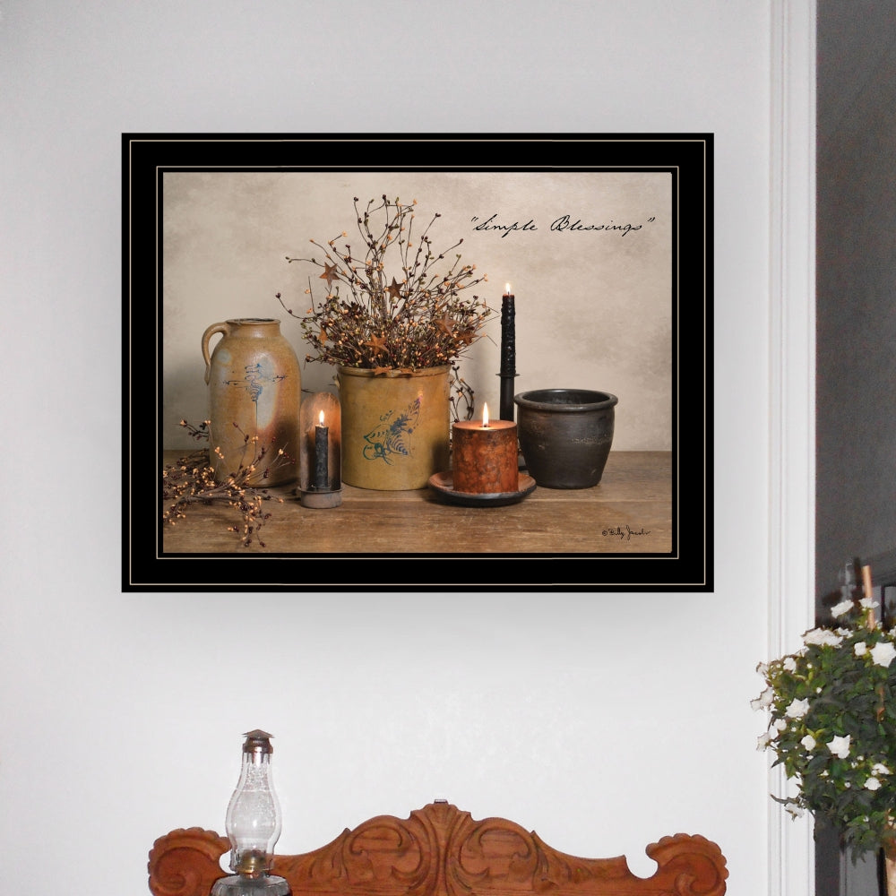 "Simple Blessings" Framed Wall Art by Billy Jacobs | Farmhouse Inspirational Print — Ready to Hang, Living Room & Bedroom Decor
