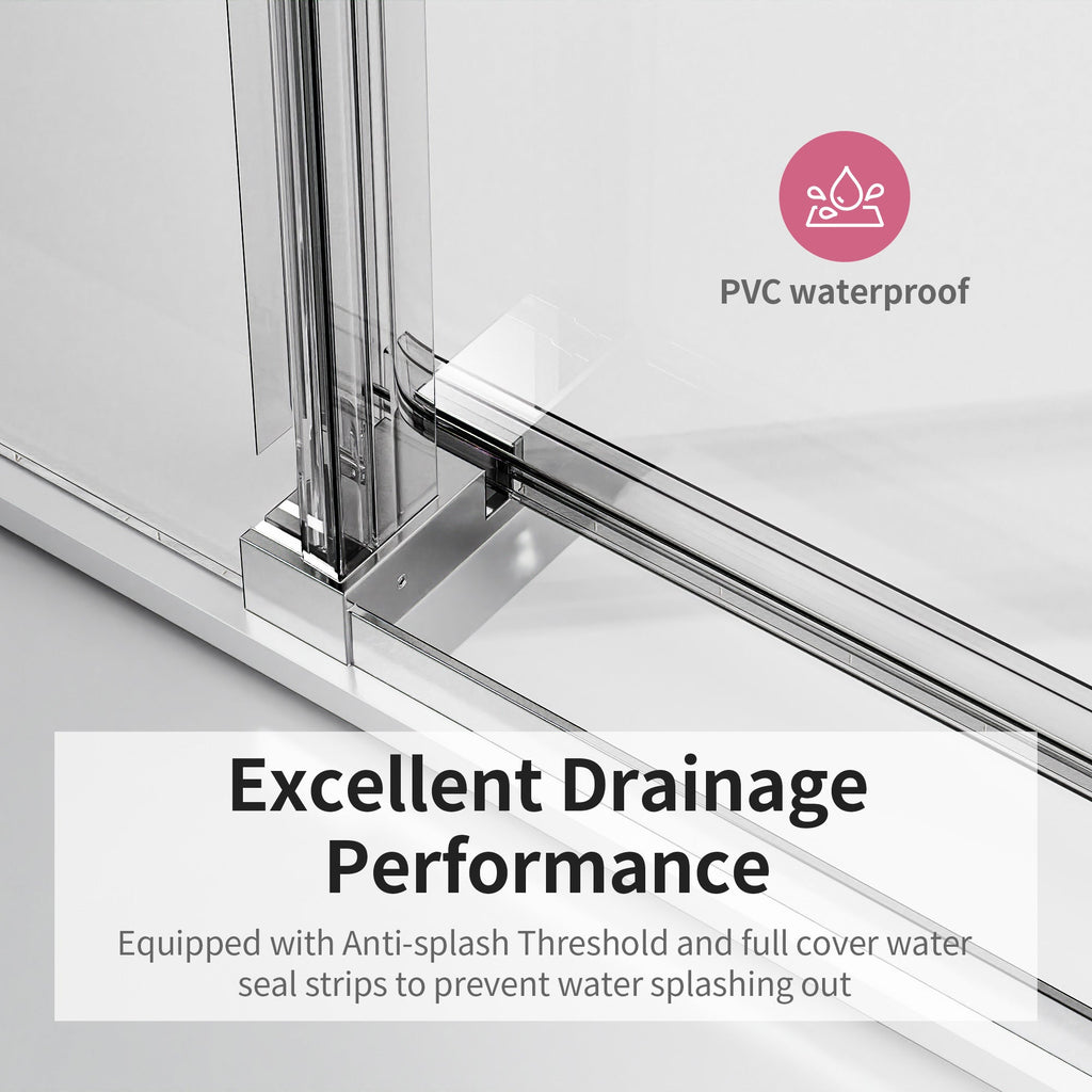 Frameless Single Sliding Soft-Close Shower Doors 68-72" W