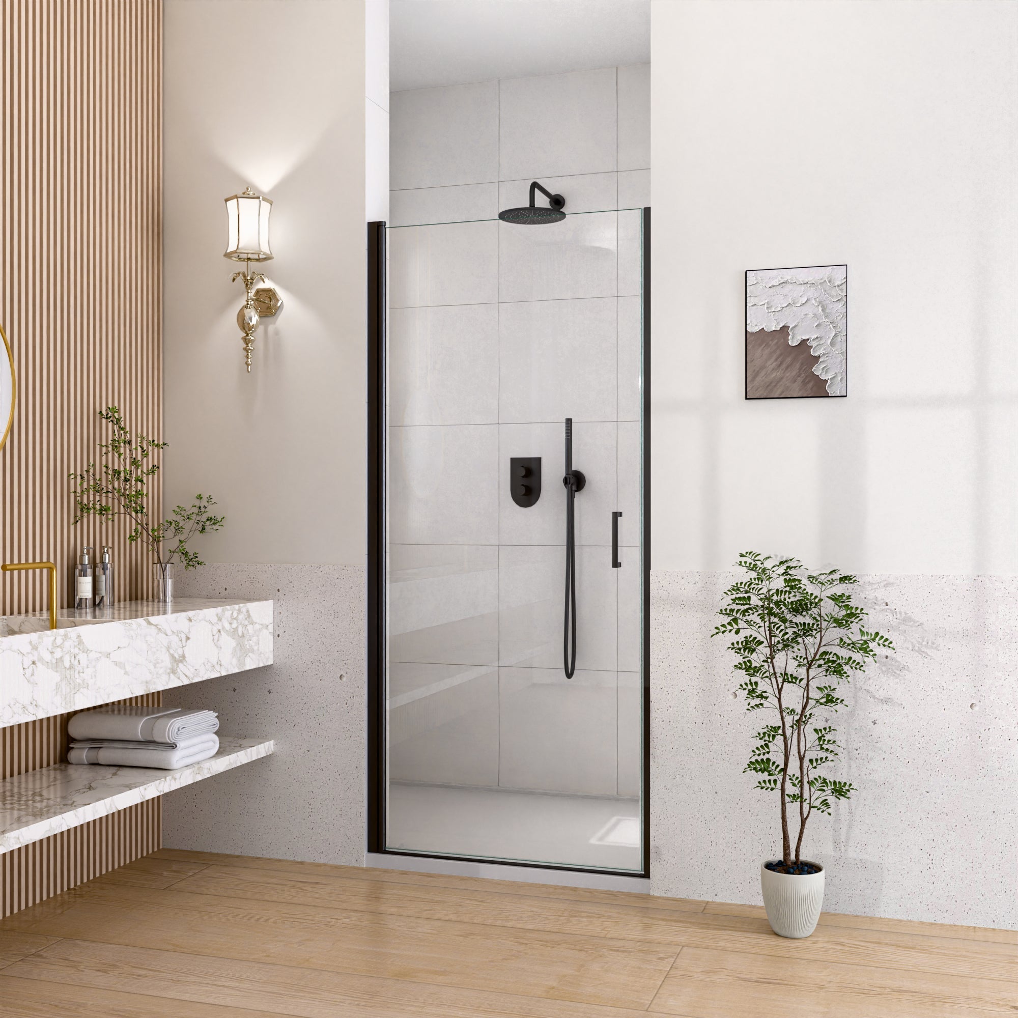 24" W x 72" H Semi-Frameless Circular Pivot Shower Door in Matte