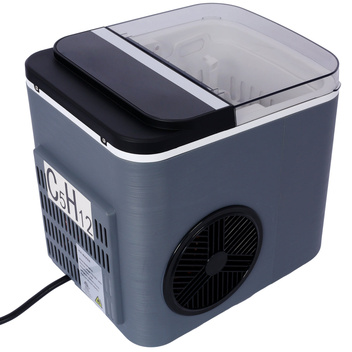 Portable Ice Maker with Self-Cleaning and Quick Ice Production - White