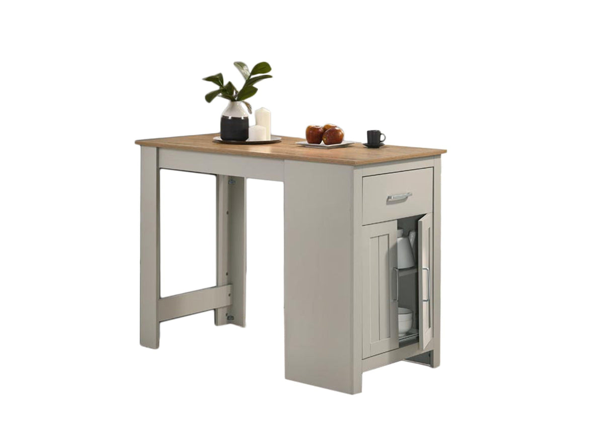 Small Space Counter Height Dining Table with Cabinet and Drawer Storage - Gray or Light Brown