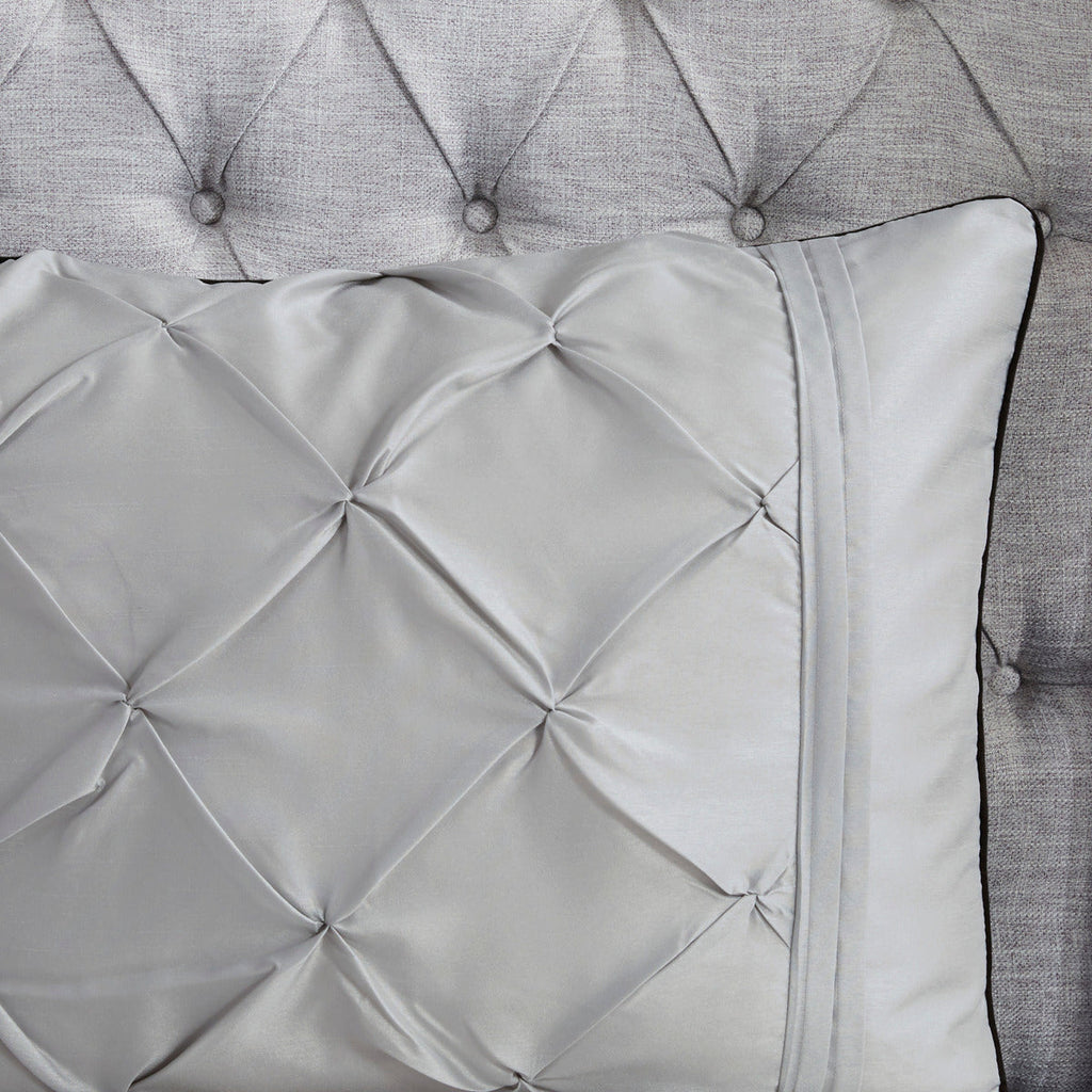 7 Piece Tufted Comforter Set Grey King