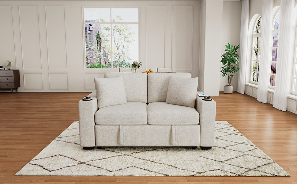 60.6" Modern Loveseat Sofa Pull-out Sofa Bed