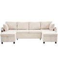 Sectional Sofa Bed With Pull Out Sleeper, USB Ports, Cup Holders