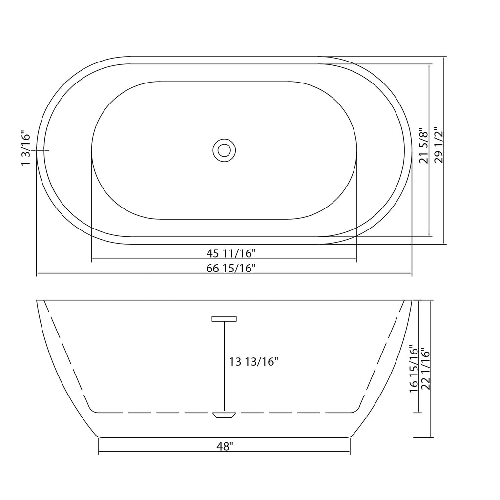 67" Acrylic Freestanding Bathtub