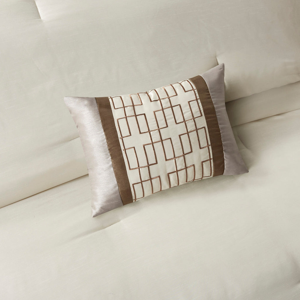 Taupe/Brown King 7 Piece Comforter Set with Elegant Polyester Construction