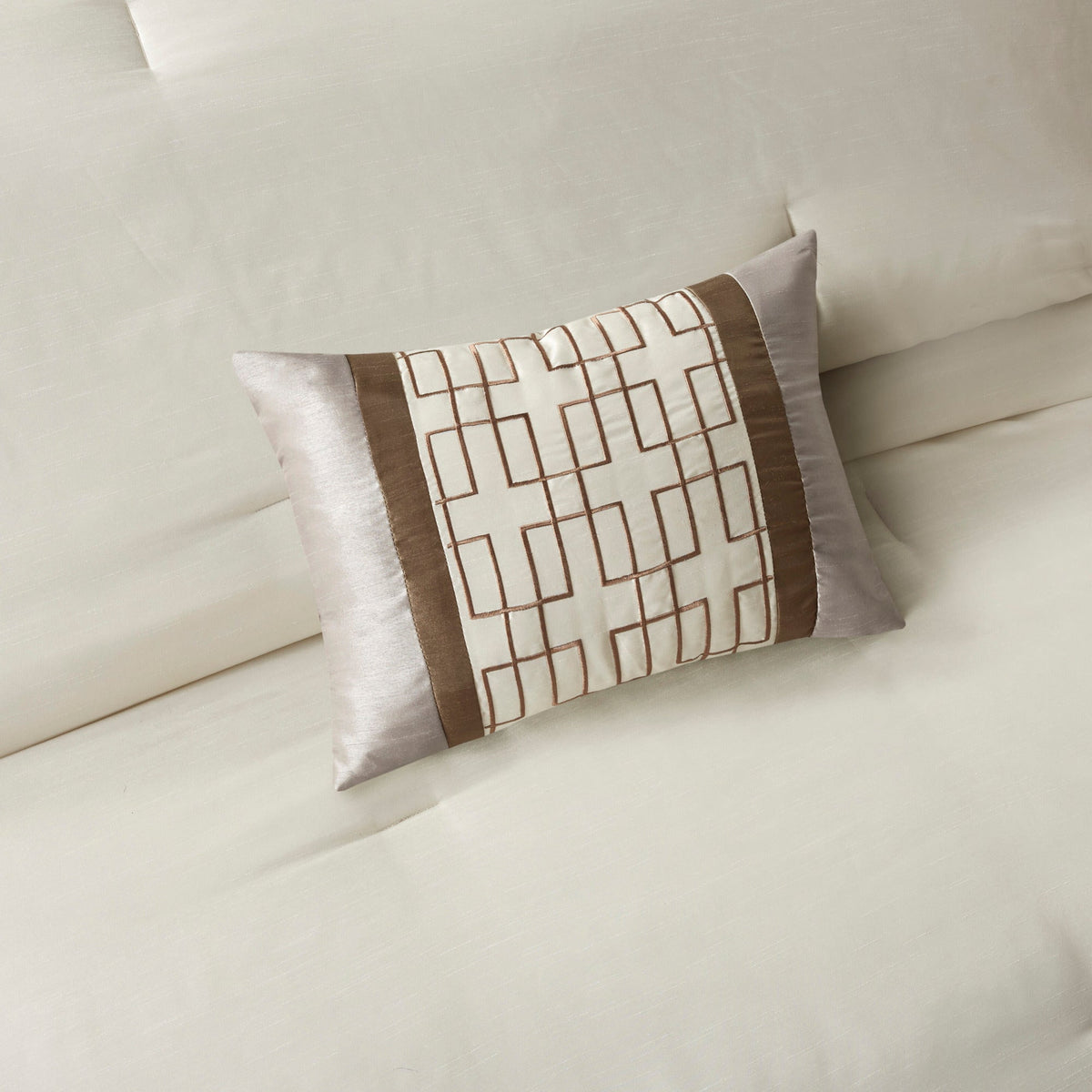Taupe/Brown King 7 Piece Comforter Set with Elegant Polyester Construction