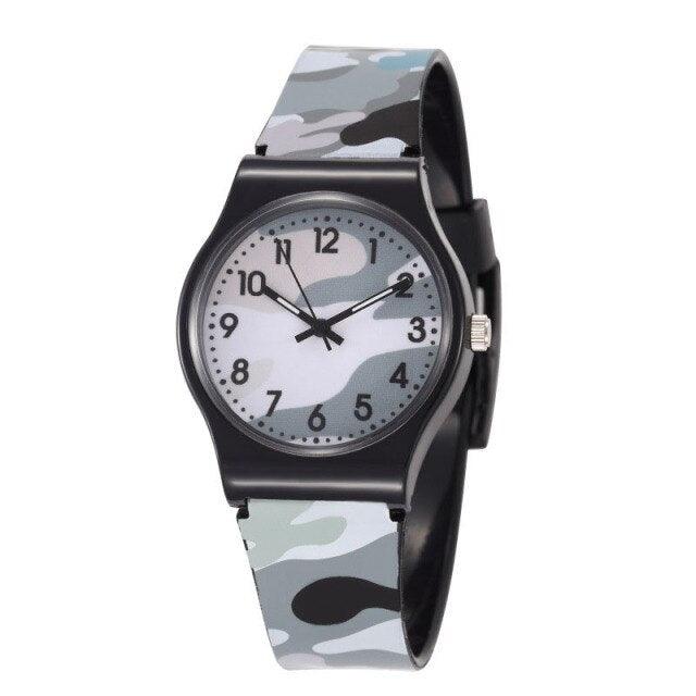 Camouflage Kids Watches Colorful Strap For Boys Girls Creative Fashion Quartz Wristwatch For Kids Boys Girls Watches Plastic Band Analog Quartz Children Sport Outdoor Wrist Watches