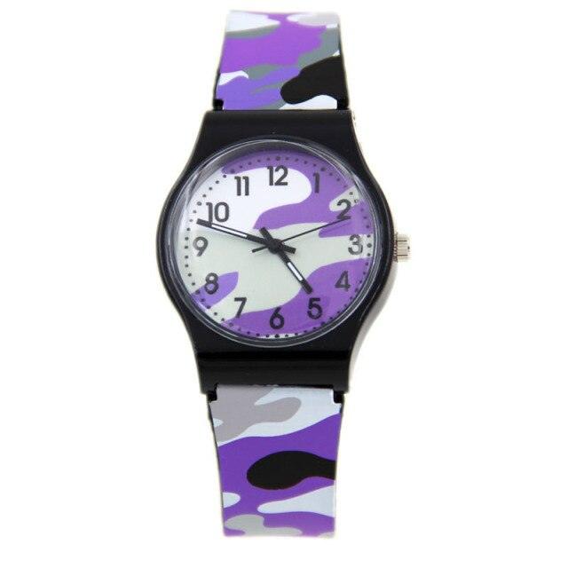 Camouflage Kids Watches Colorful Strap For Boys Girls Creative Fashion Quartz Wristwatch For Kids Boys Girls Watches Plastic Band Analog Quartz Children Sport Outdoor Wrist Watches