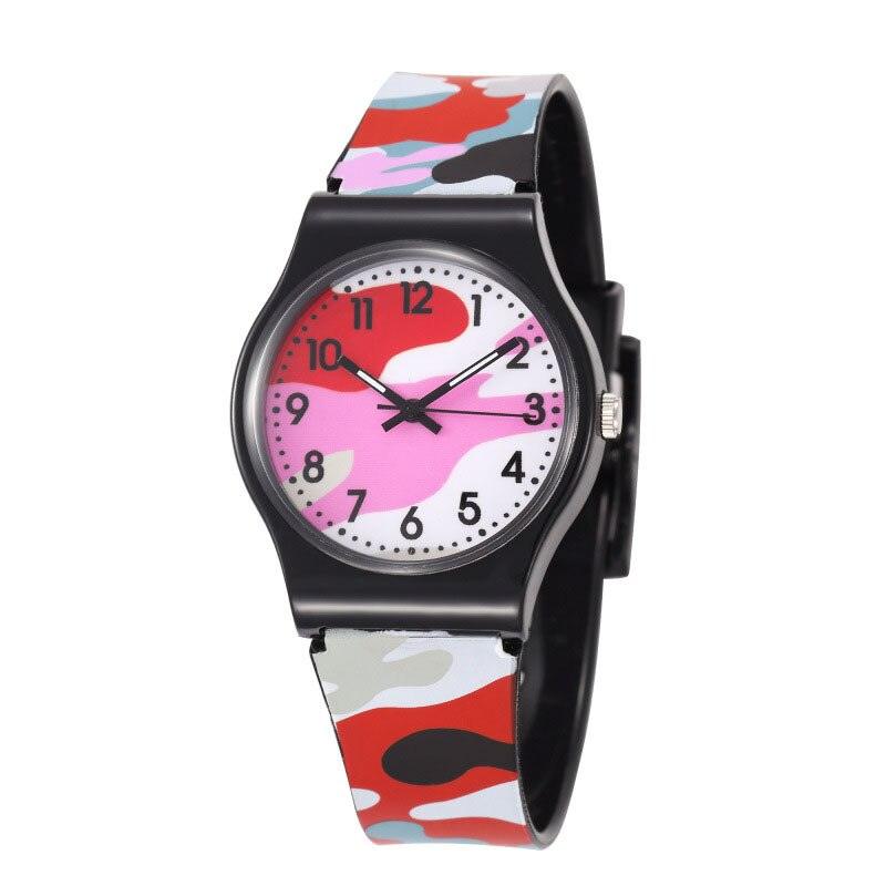 Camouflage Kids Watches Colorful Strap For Boys Girls Creative Fashion Quartz Wristwatch For Kids Boys Girls Watches Plastic Band Analog Quartz Children Sport Outdoor Wrist Watches