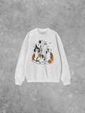 Underground Original Design: Black Cats in Witch Hats Boxy Cotton Sweatshirt